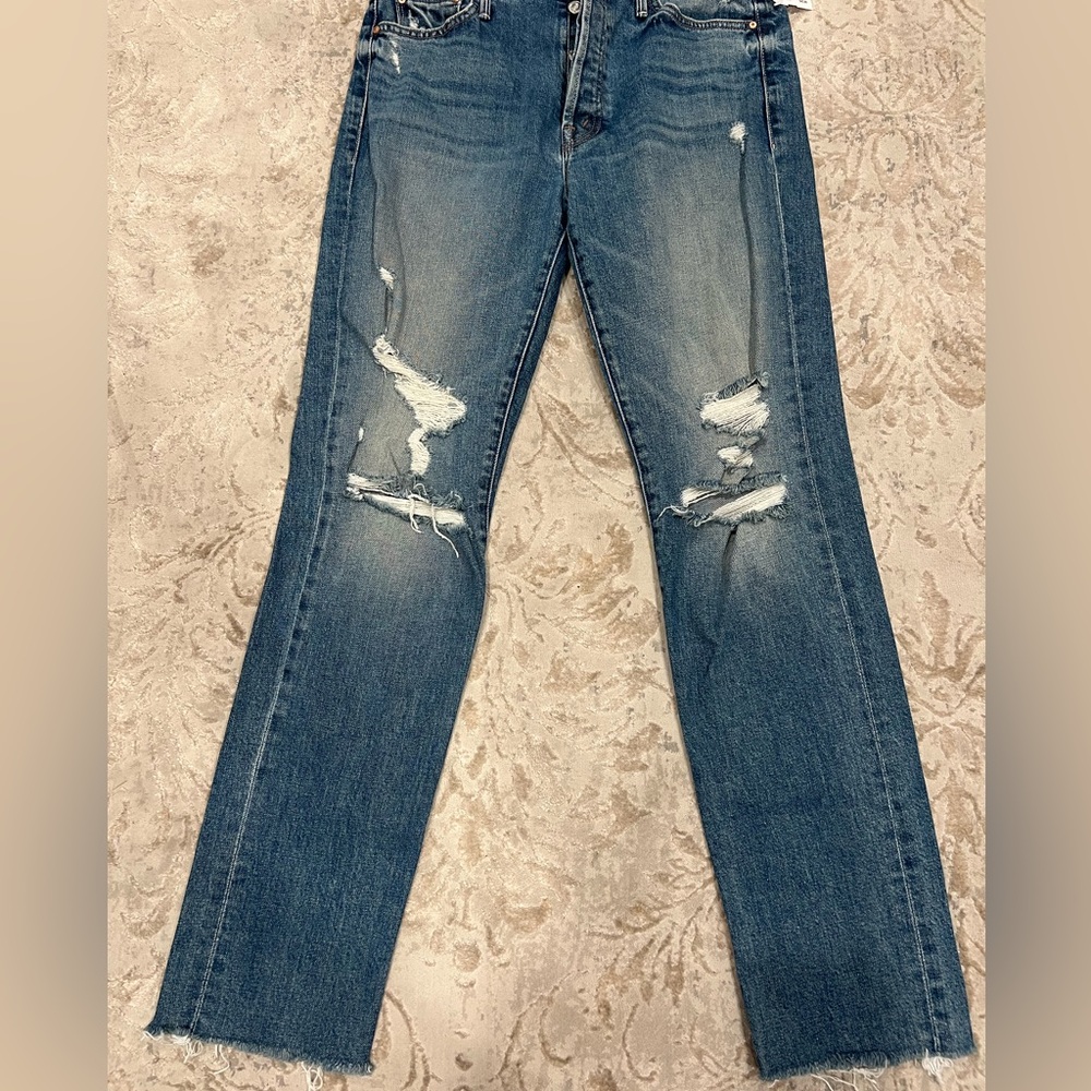Mother the Trickster Skimp Fray in Thrill Seeker Distressed Denim Jeans 27 - Picture 11 of 15